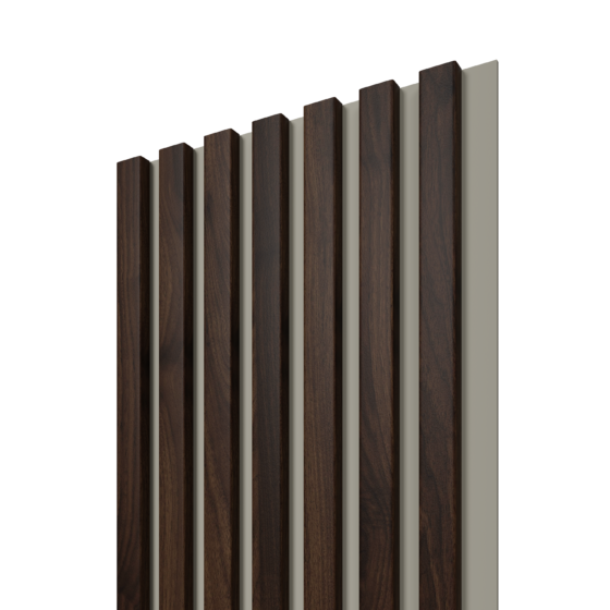 SOLID LINE 7S Walnut/Grey – dekoratívne stenové lamely z MDF na HDF podklade 265 × 30,5 cm