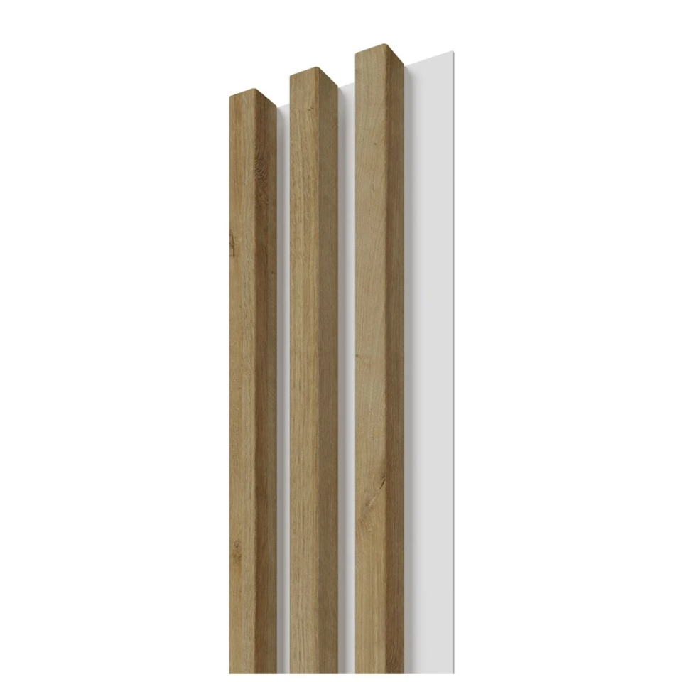 LINEA SLIM 3 stenové lamely- dubové lamely na bielom podklade