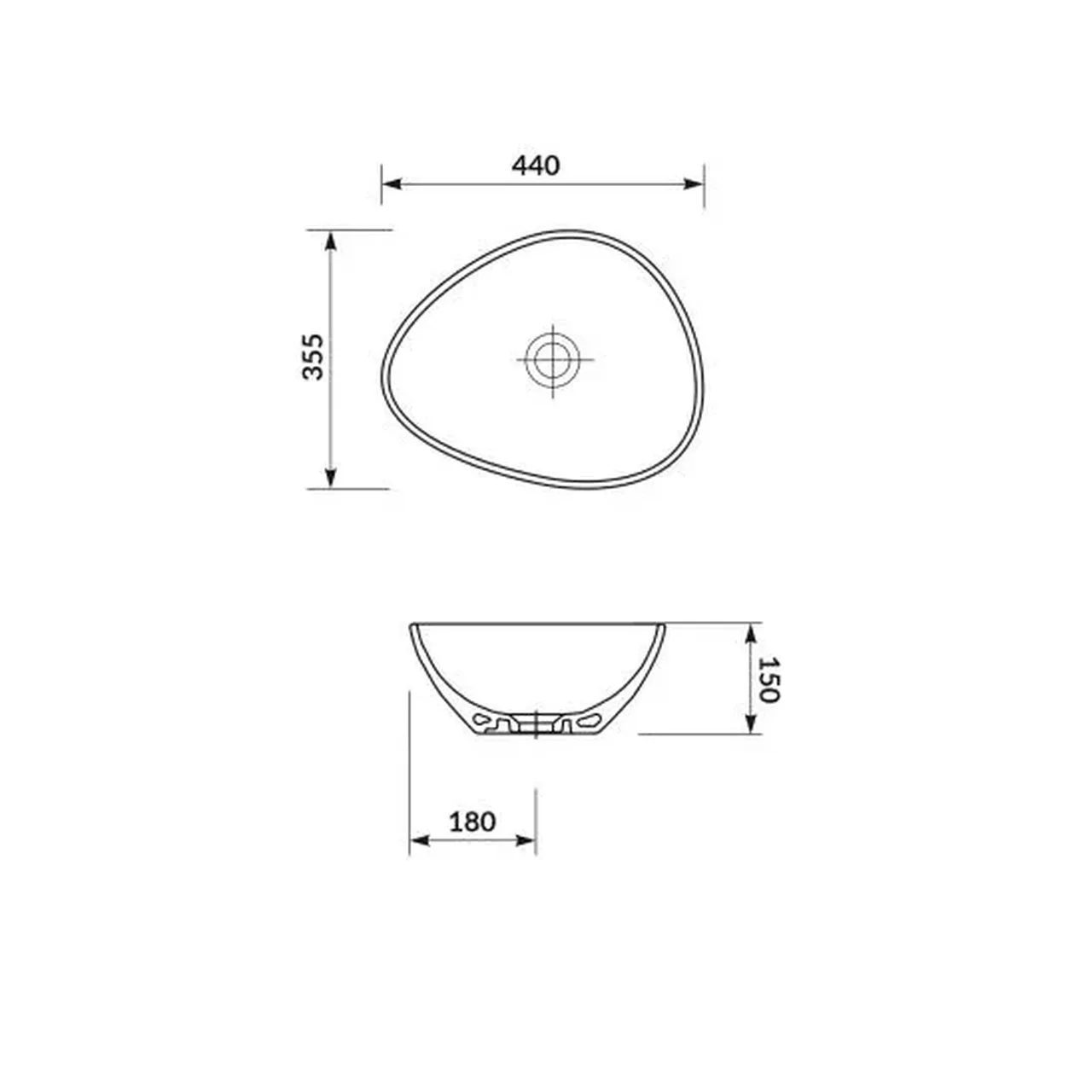 Cersanit MODUO 45 asymetricke umyvadlo na dosku 44 355 cm rozmery